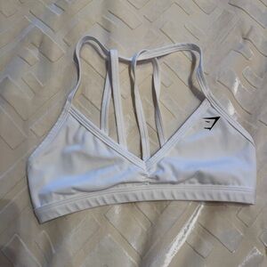Gymshark White Strappy V‑Neck Sports Bra